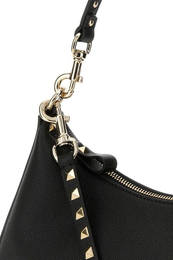 Black leather small Hobo Rockstud shoulder bag - 4