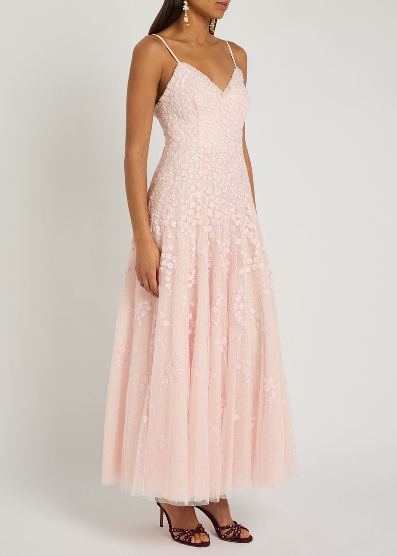 Needle & Thread Needle & Thread Scatter Blossom Floral-embroidered Tulle Gown outlook