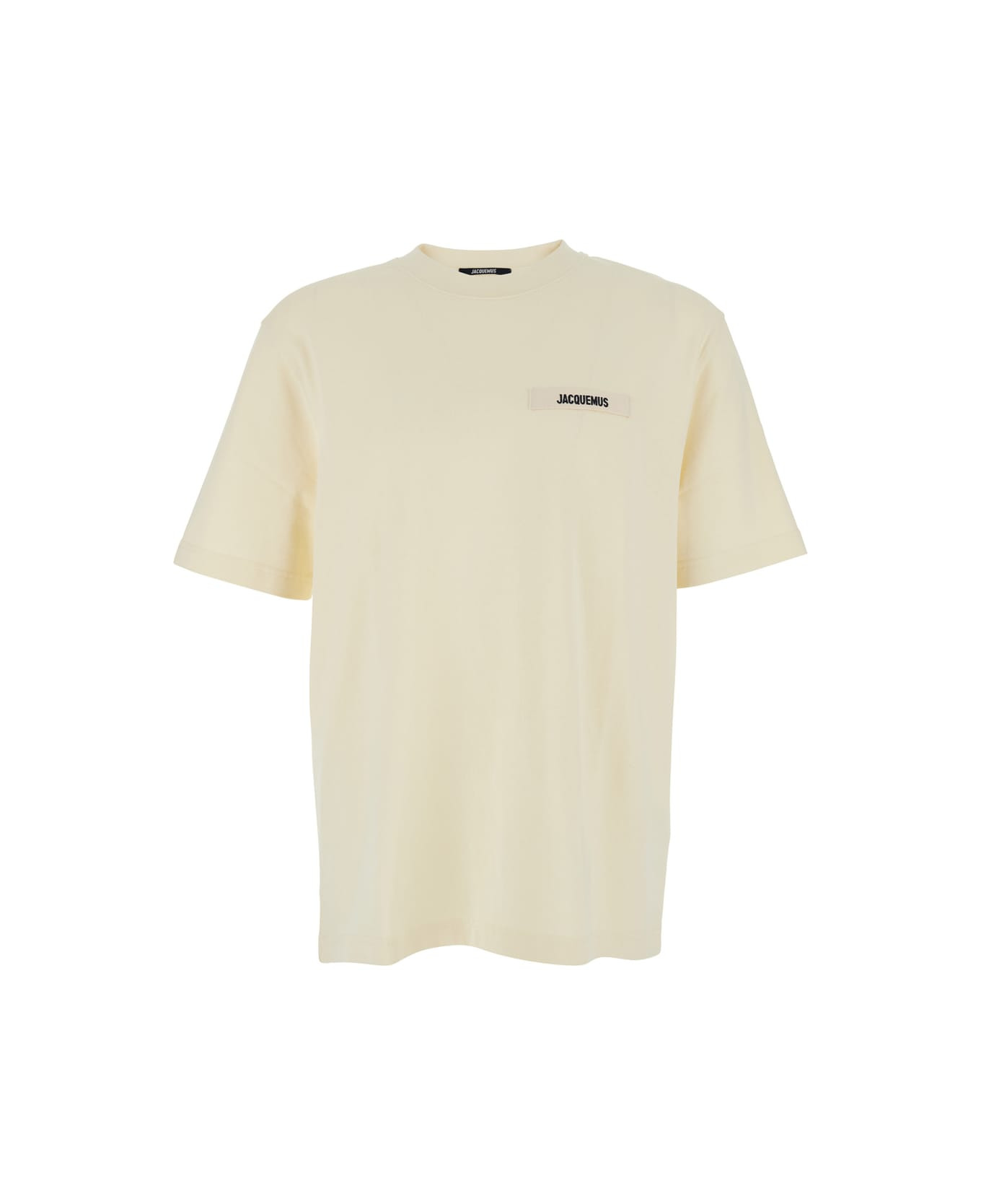'le T-shirt Gros Grain' Beige T-shirt With Logo Patch On The Front In Cotton Man - 1