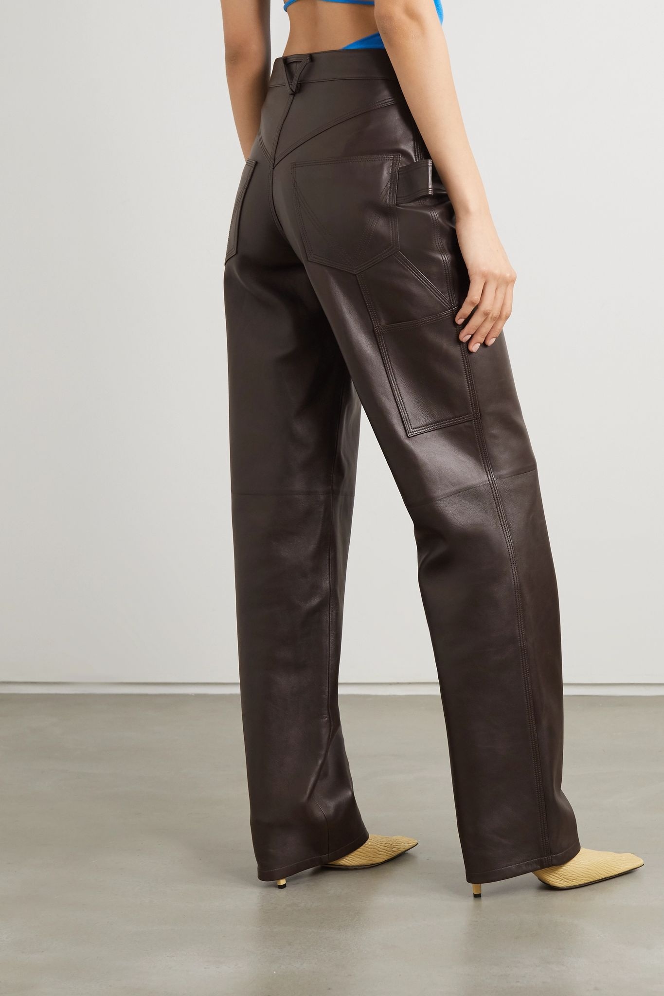 Leather straight-leg pants - 3