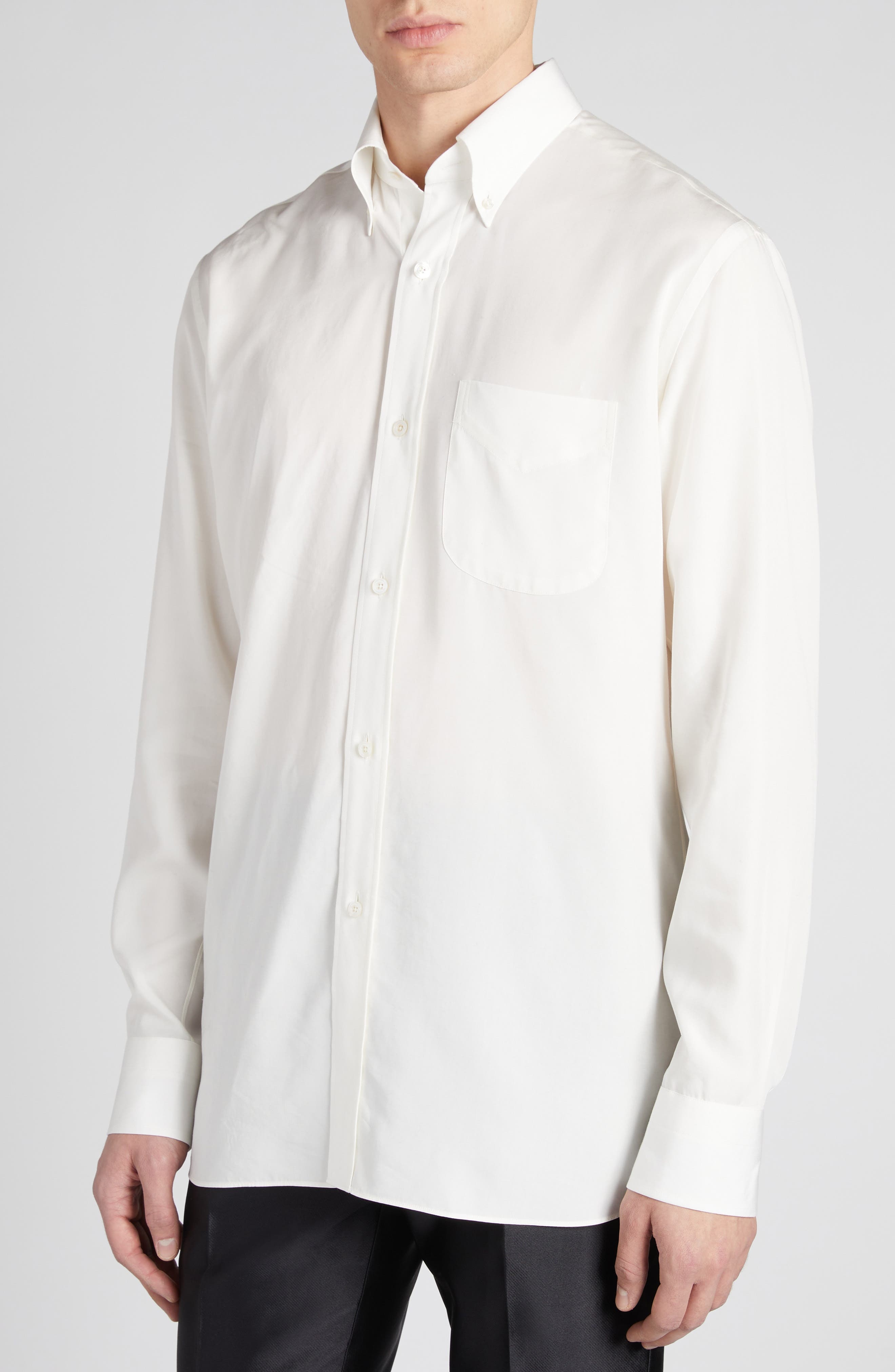 TOM FORD Parachute Fluid Fit Button-Down Shirt in Soft White at Nordstrom - 4