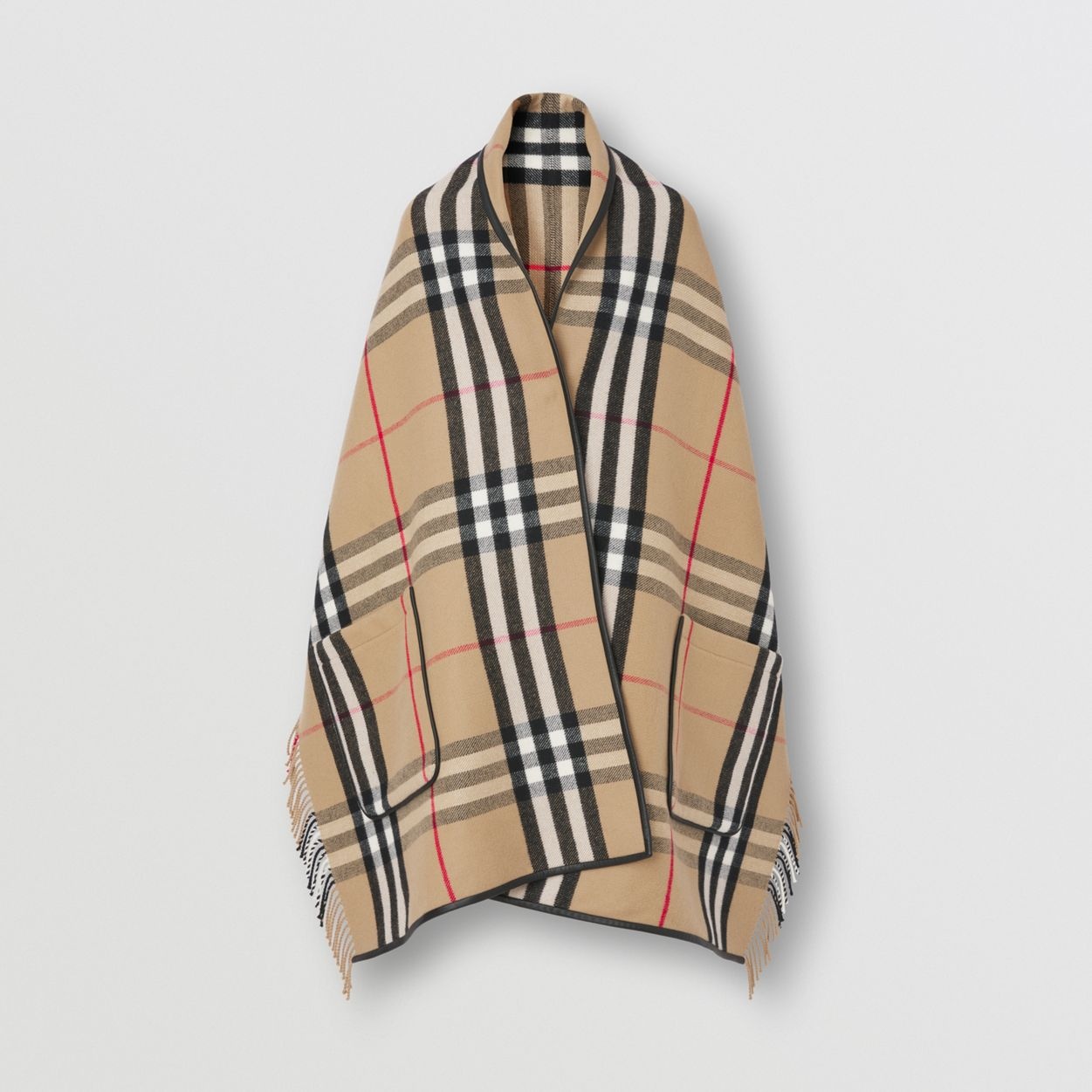 Check Wool Cashmere Cape - 4