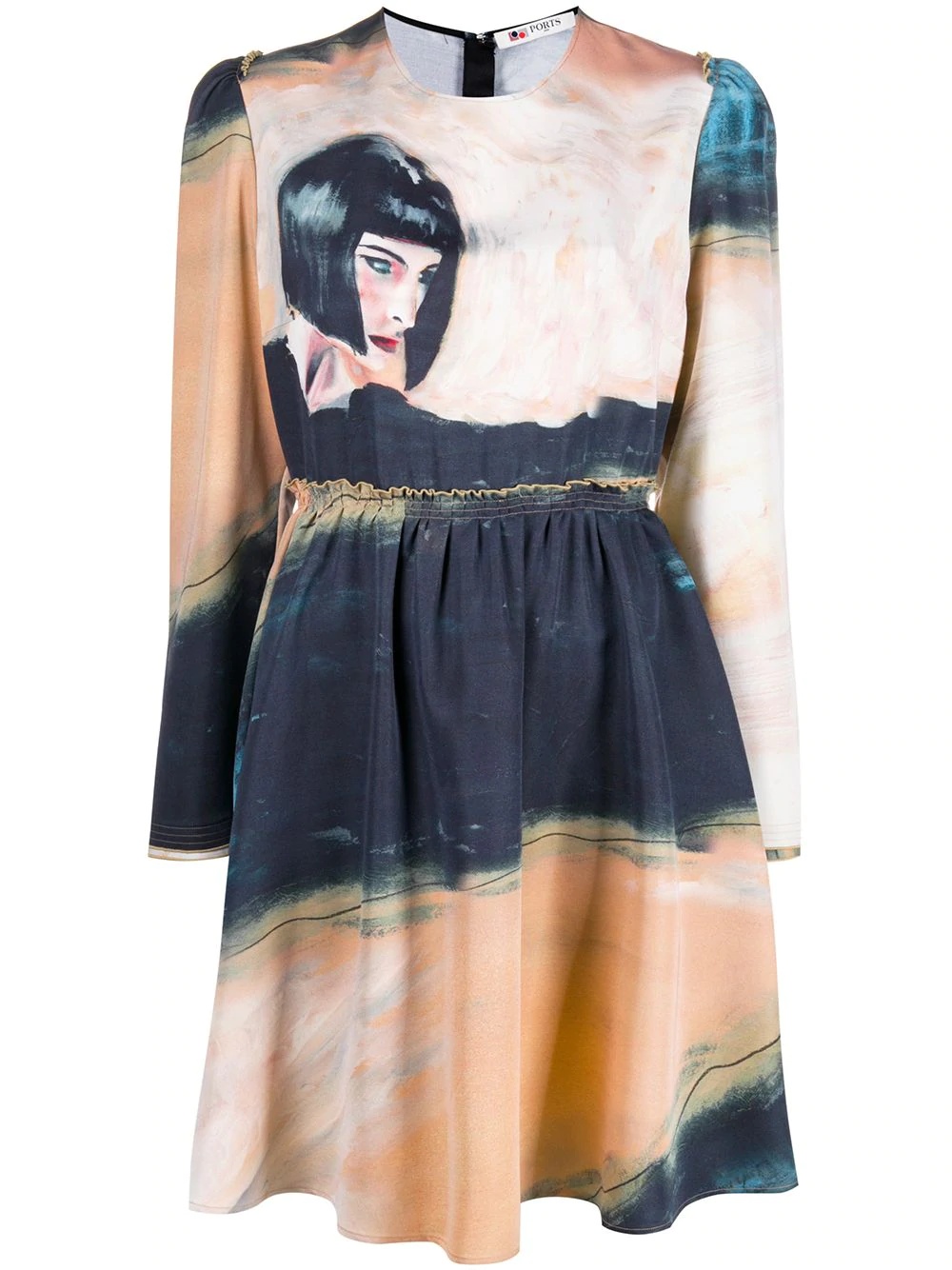 graphic print long-sleeve dress - 1