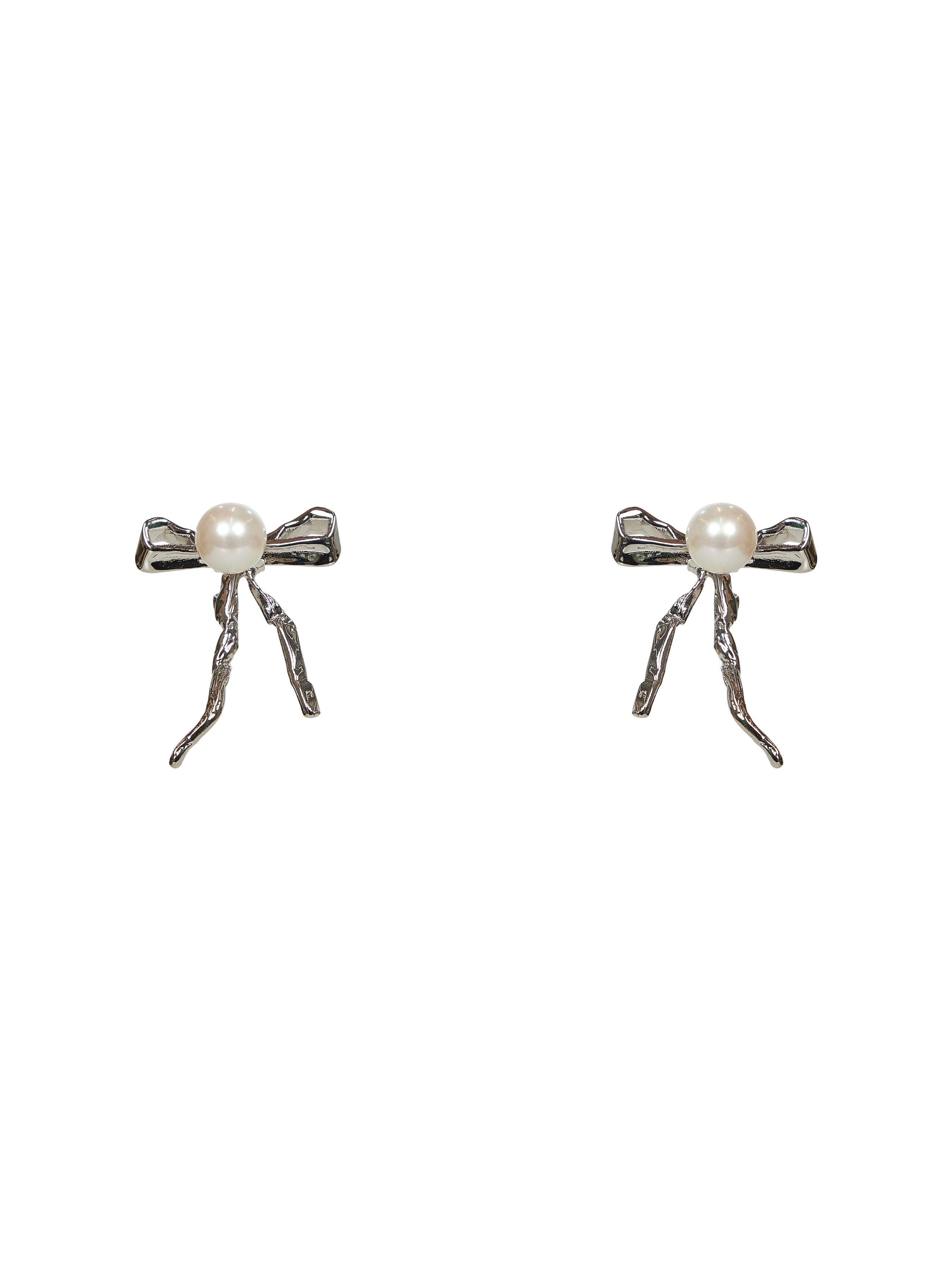 Silver Bow stud earrings - 2