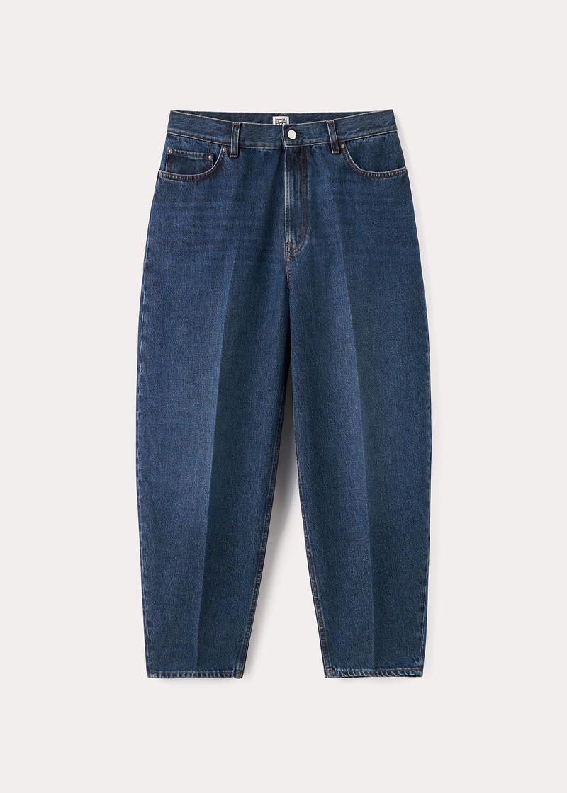 Wide tapered leg denim dark blue 1