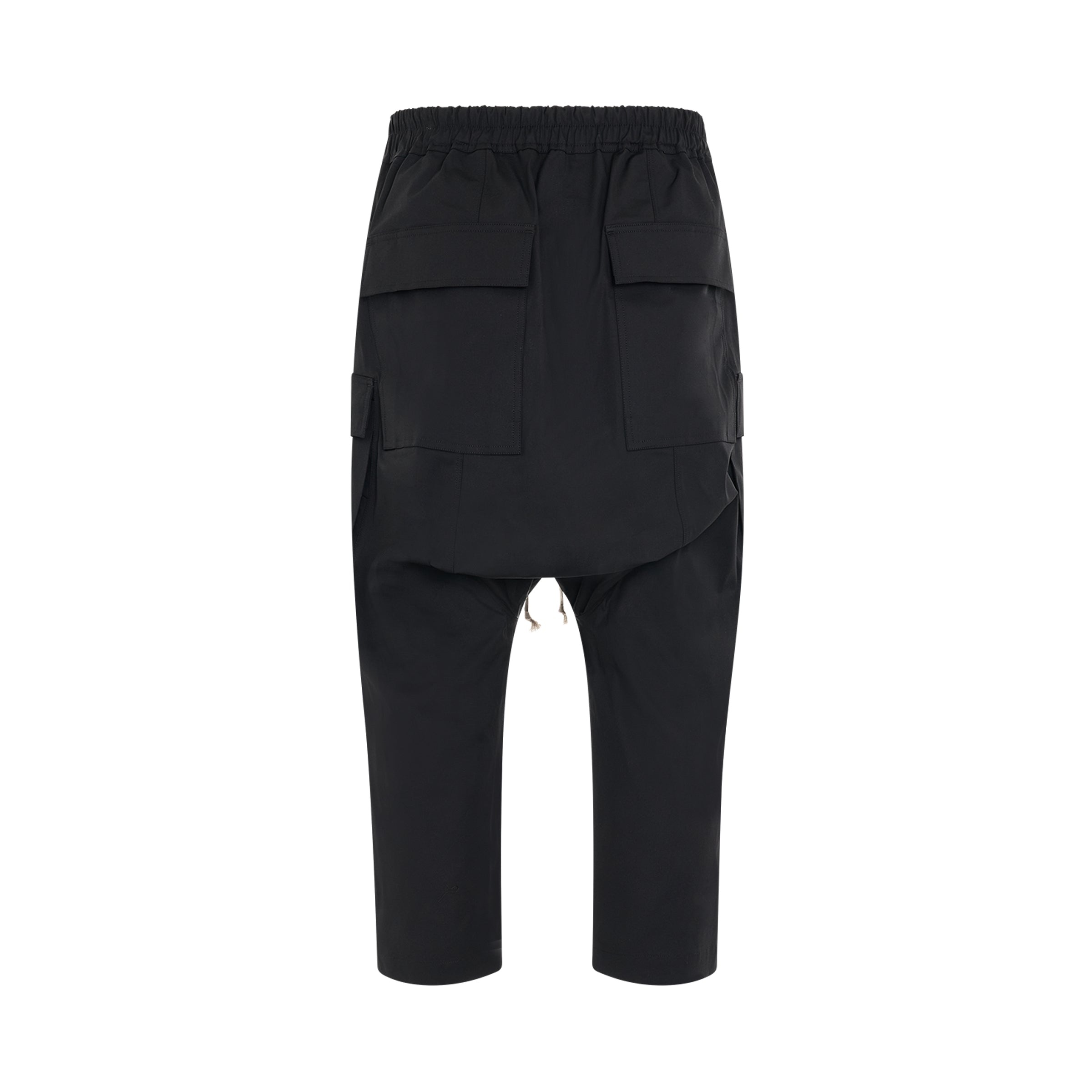 Heavy Cotton Cargo Cropped Pants in Black - 4