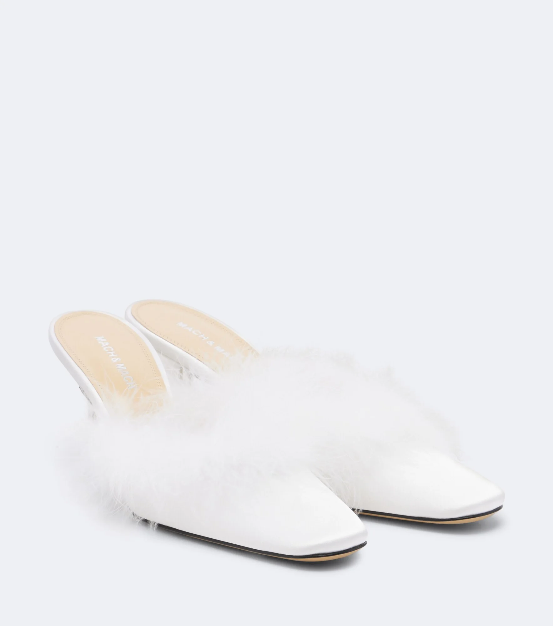 Bridal feather-trimmed mules - 1