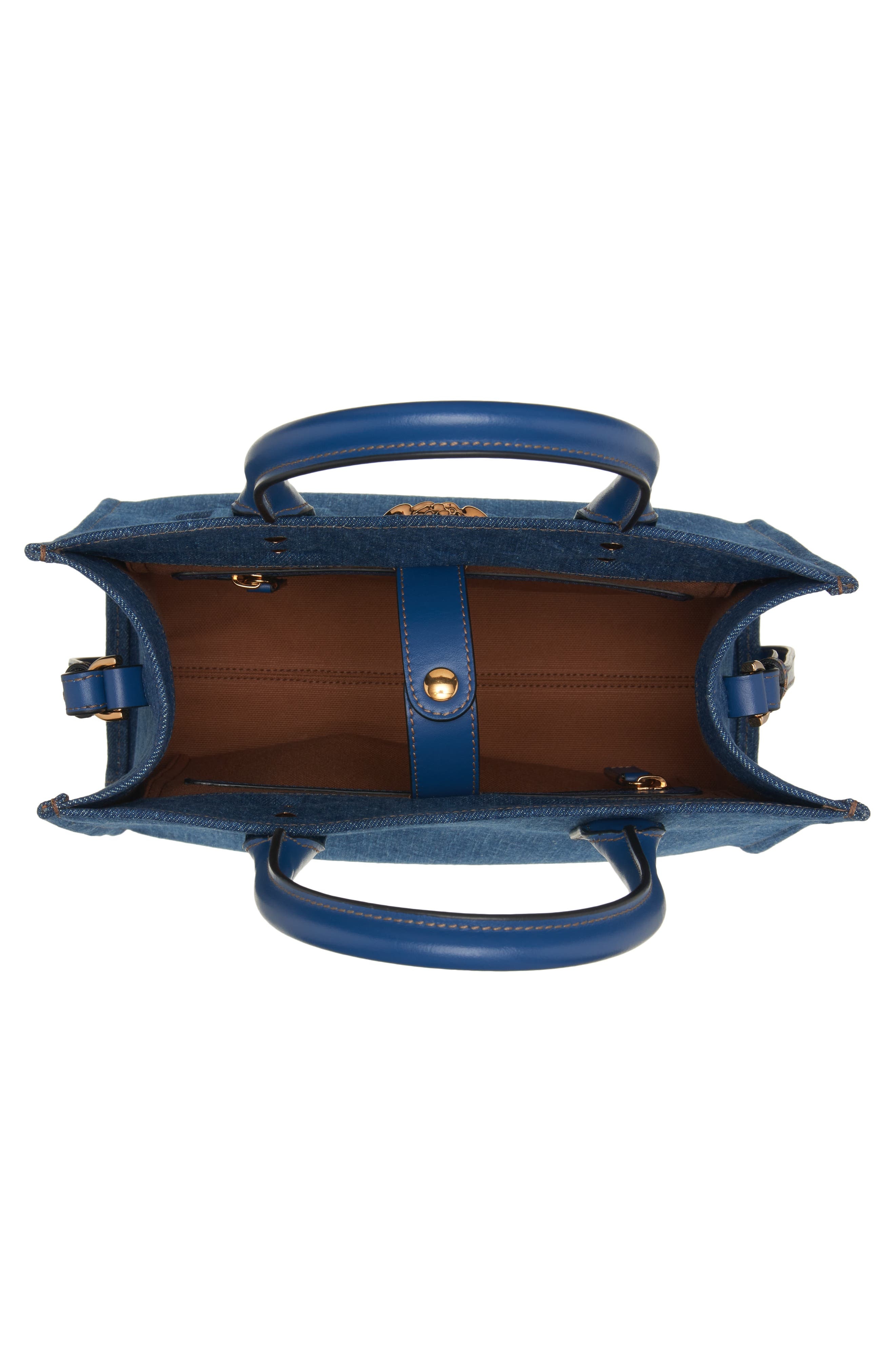 Versace Small La Medusa Denim Tote in Navy/Versace Gold at Nordstrom - 5
