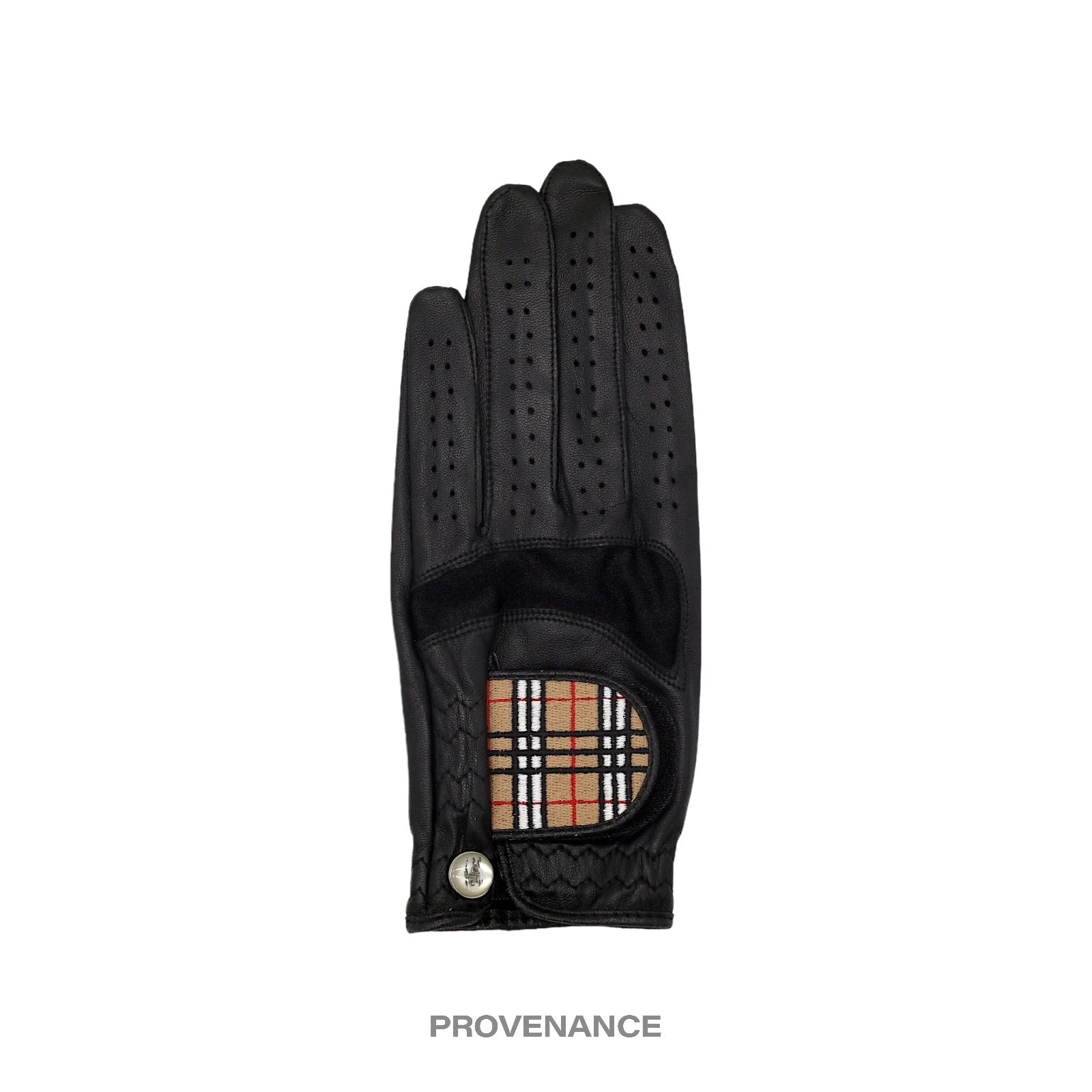 Burberry Golf Glove - Black Leather Nova Check S - 1