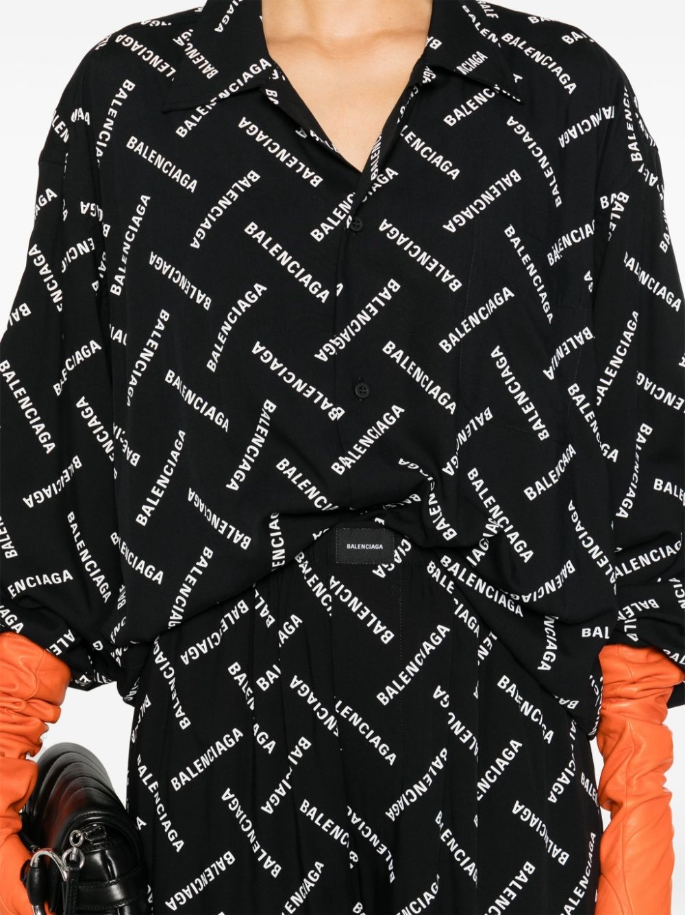 logo-print drop-shoulder shirt - 5