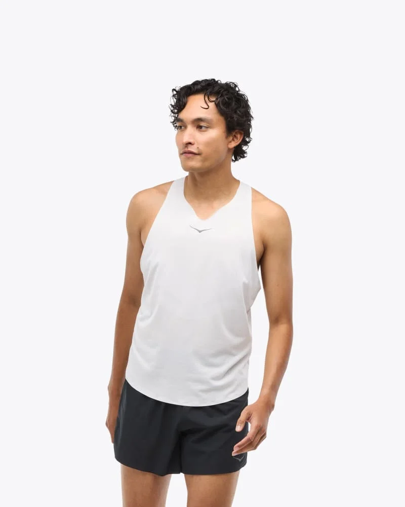 Men's Race Day Singlet Top in White - 1