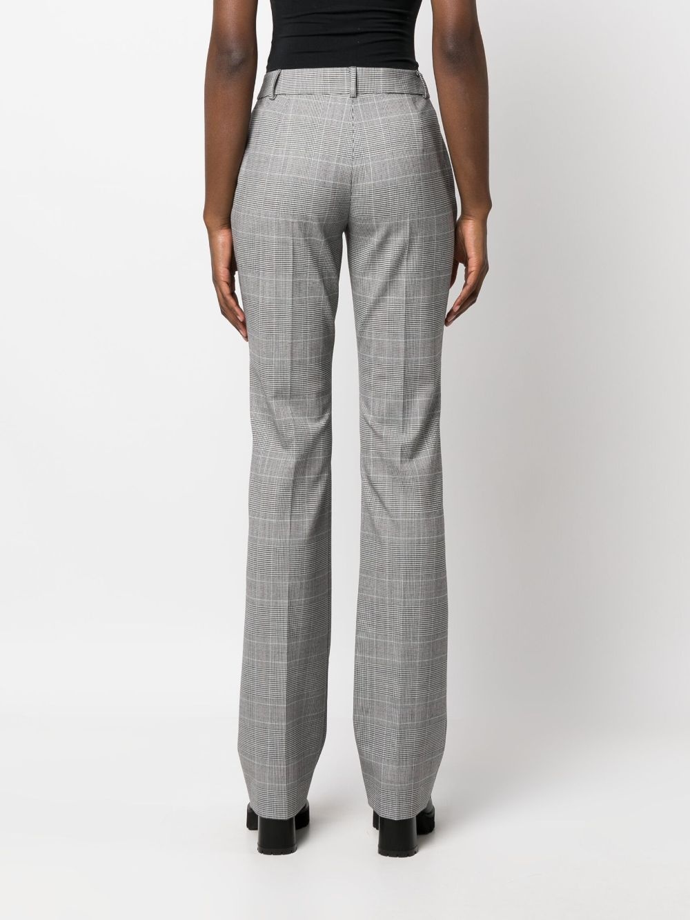 checked straight-leg trousers - 4