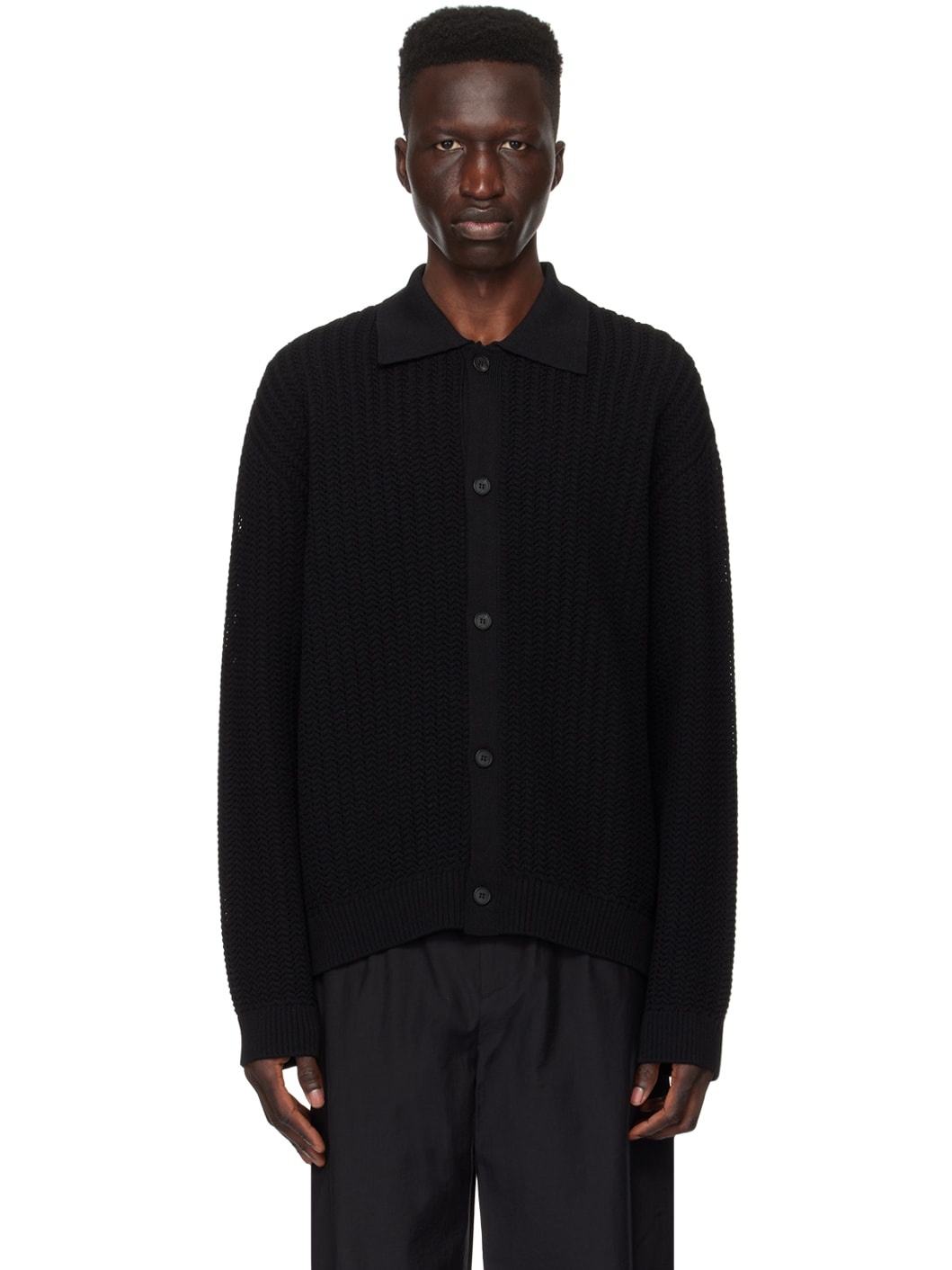 Black Button Cardigan - 1