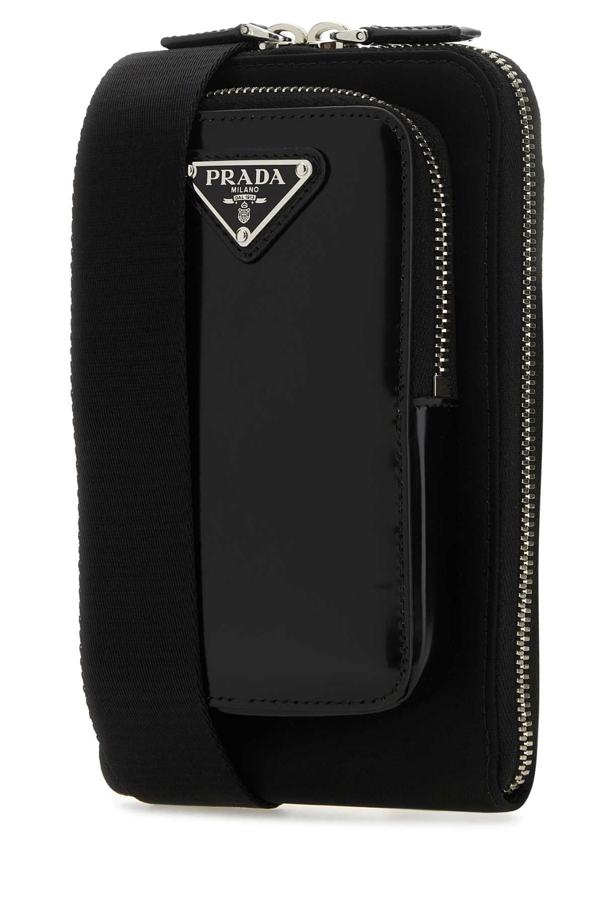 Prada Men Black Nylon And Leather Phone Case - 2