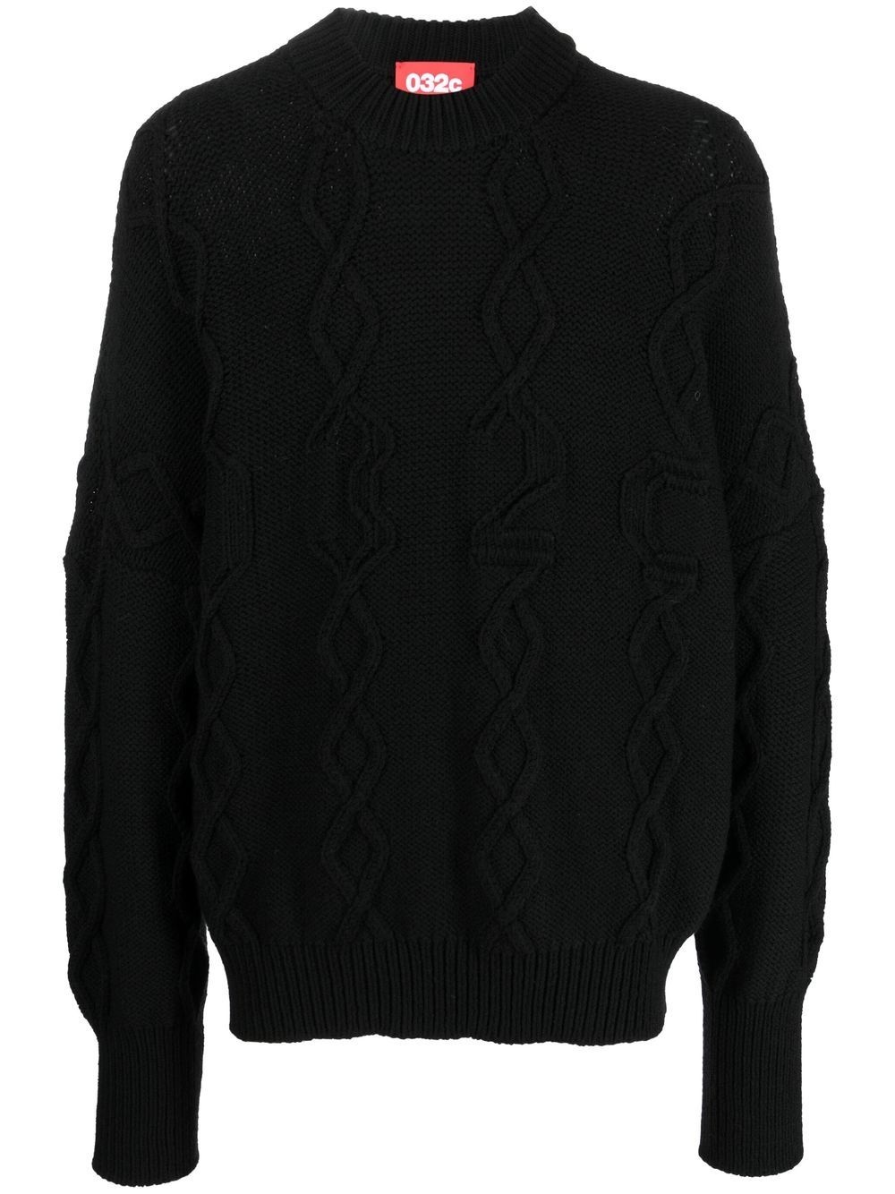 cable-knit crew neck jumper - 1