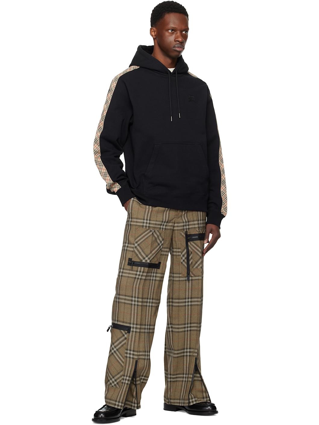 Black Check Tape Hoodie - 4