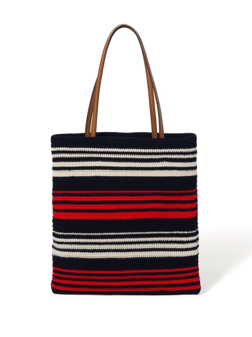striped crochet-knit tote bag - 3