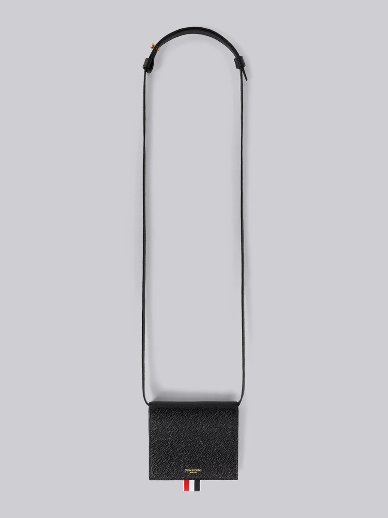 Black Pebbled Calfskin Crossbody Card Holder 1