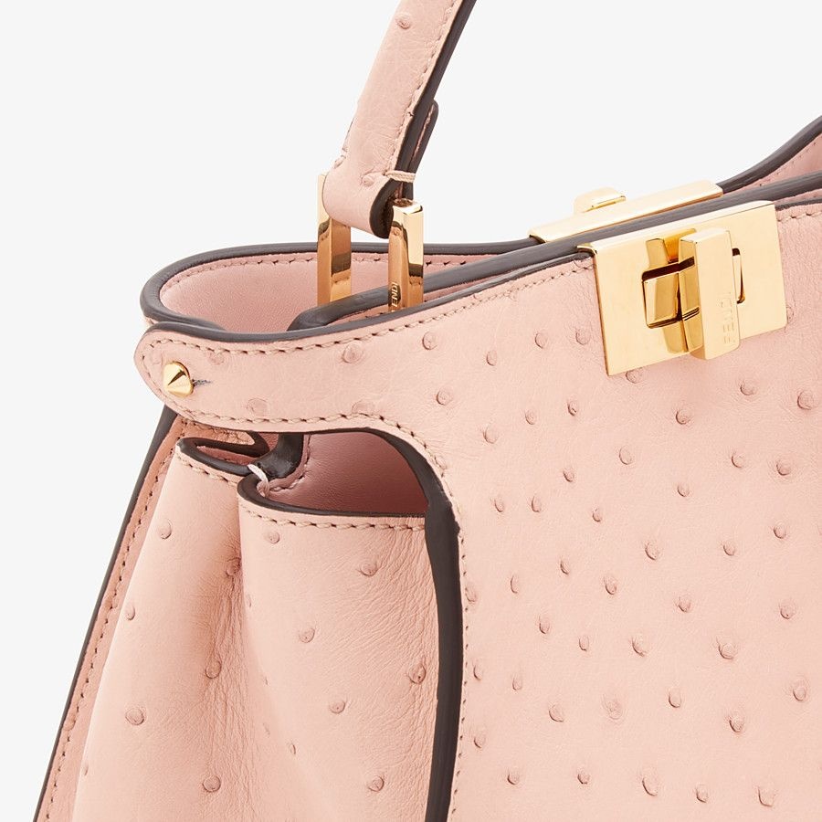 Pink ostrich leather bag - 5