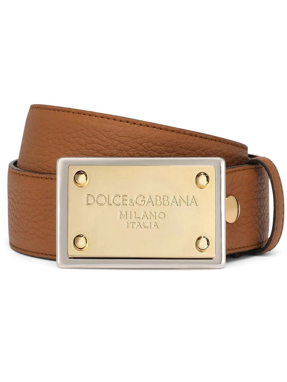 logo-plaque leather belt - 1