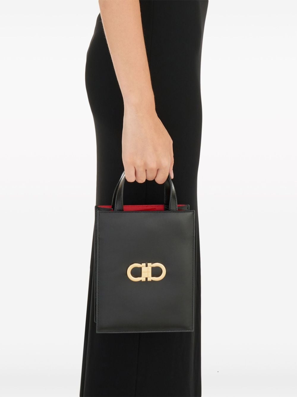 Gancini-plaque leather minibag - 3