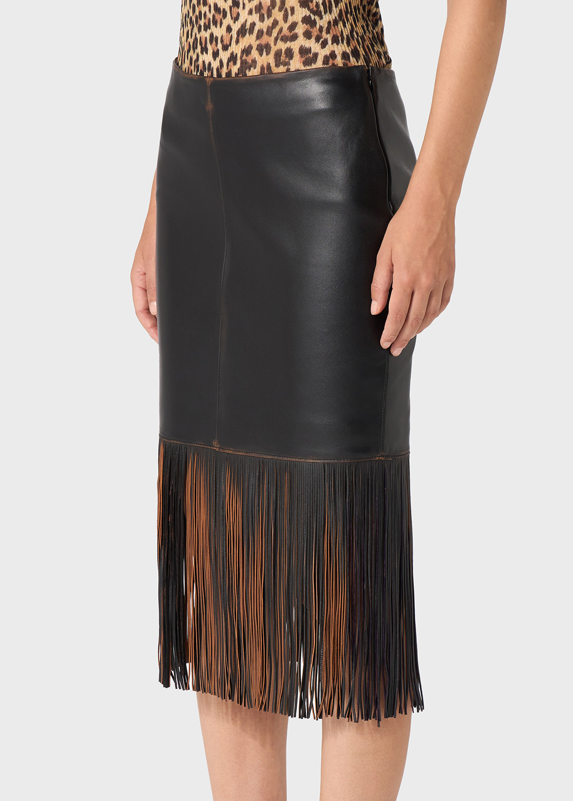 LEATHER SKIRT WITH FRINGES - 5