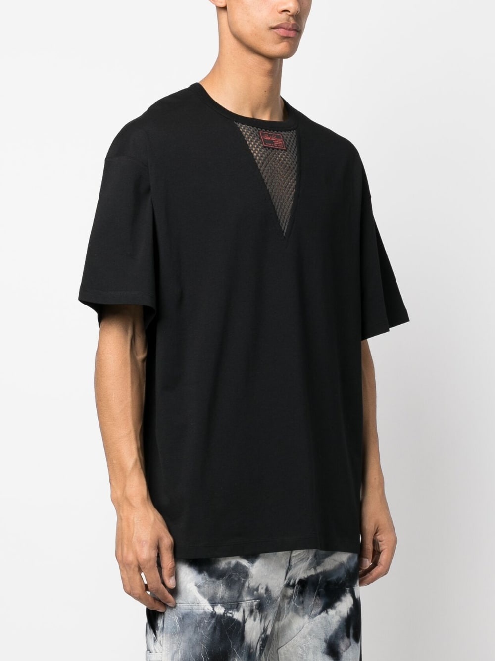 Raf Simons fishnet-panel short-sleeve T-shirt | REVERSIBLE