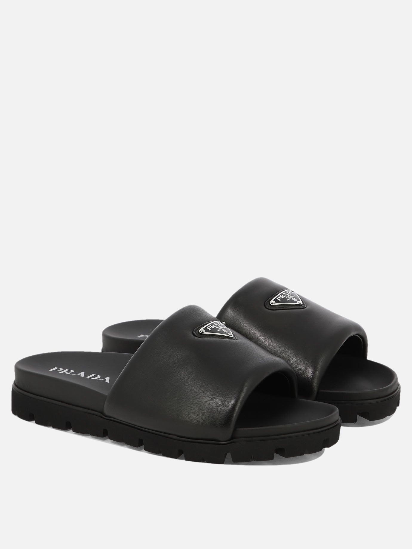 サンダル Prada Padded Nappa Slide Sandals Prada Padded Nappa Leather Slides | Saks Fifth Avenue