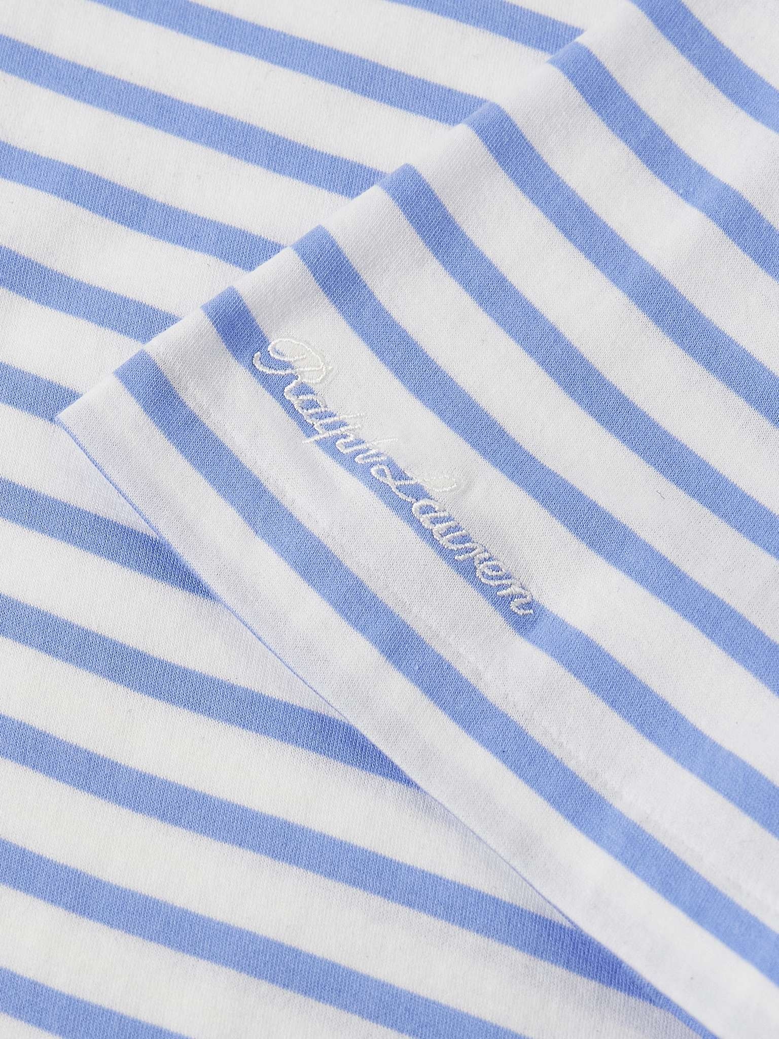 Logo-Embroidered Striped Cotton-Lisle T-Shirt - 5