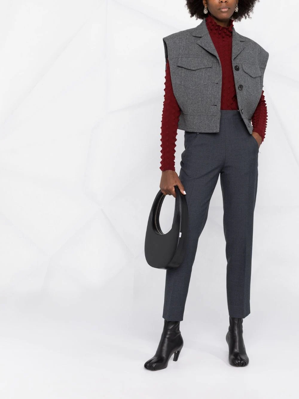 high-waisted slim-fit trousers - 2