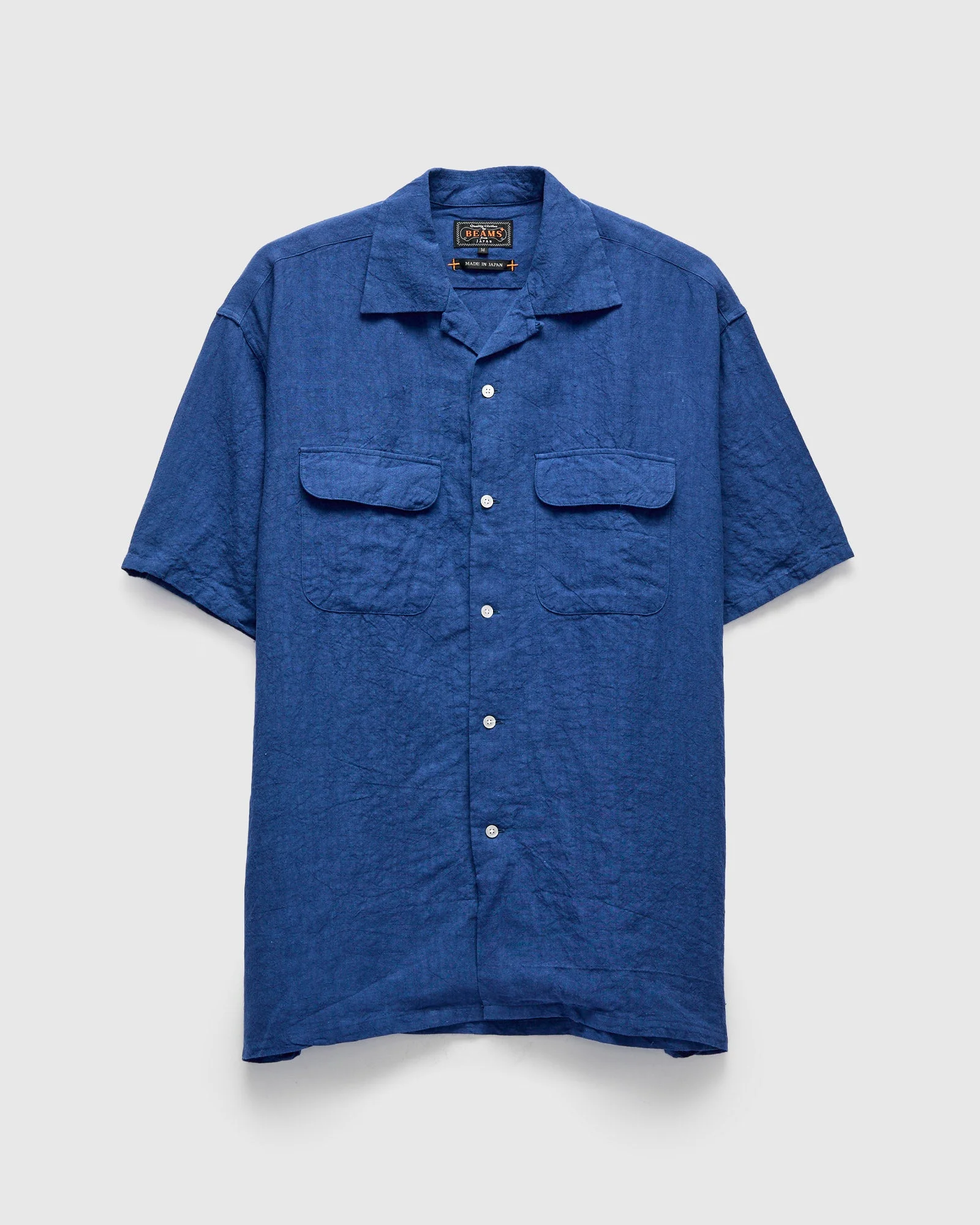1/40 Linen Open Collar Shirt in Blue - 1