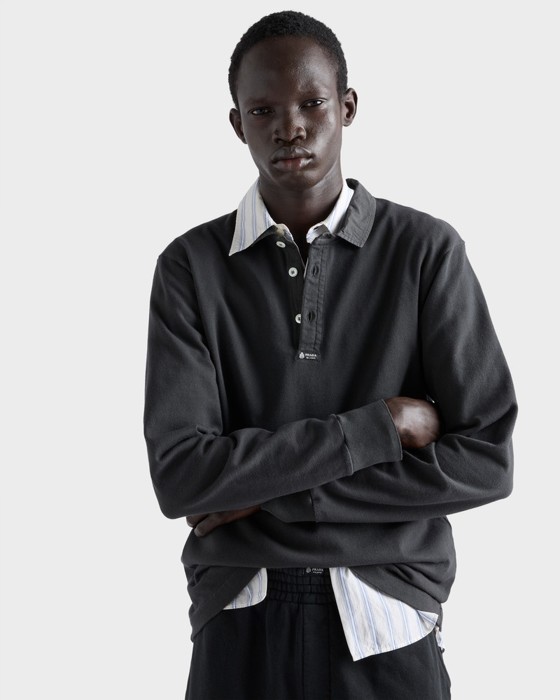 Long-sleeved cotton polo shirt 6