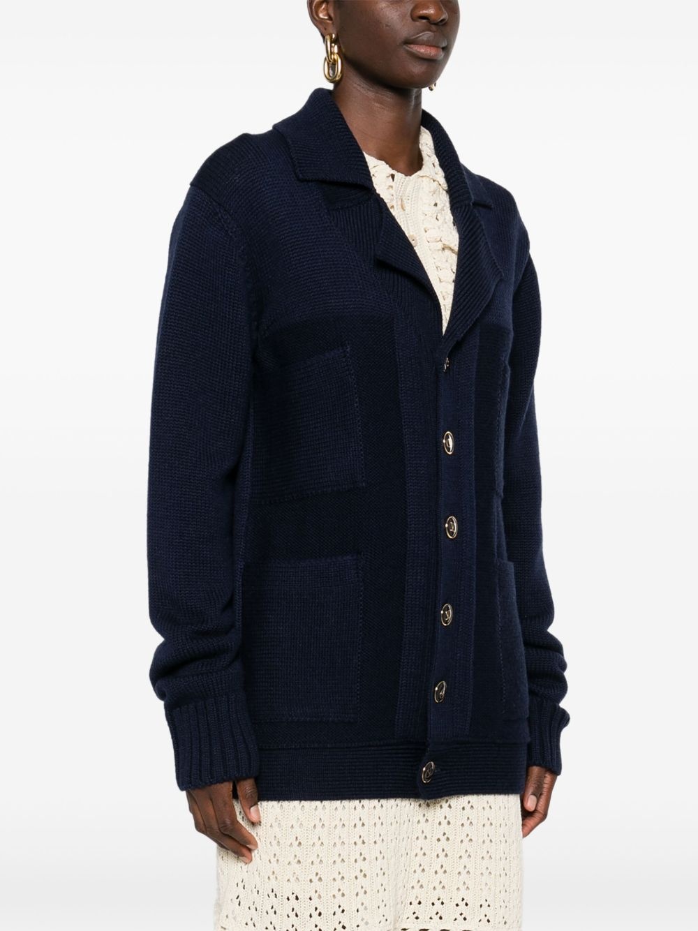 notched-lapels cardigan - 3