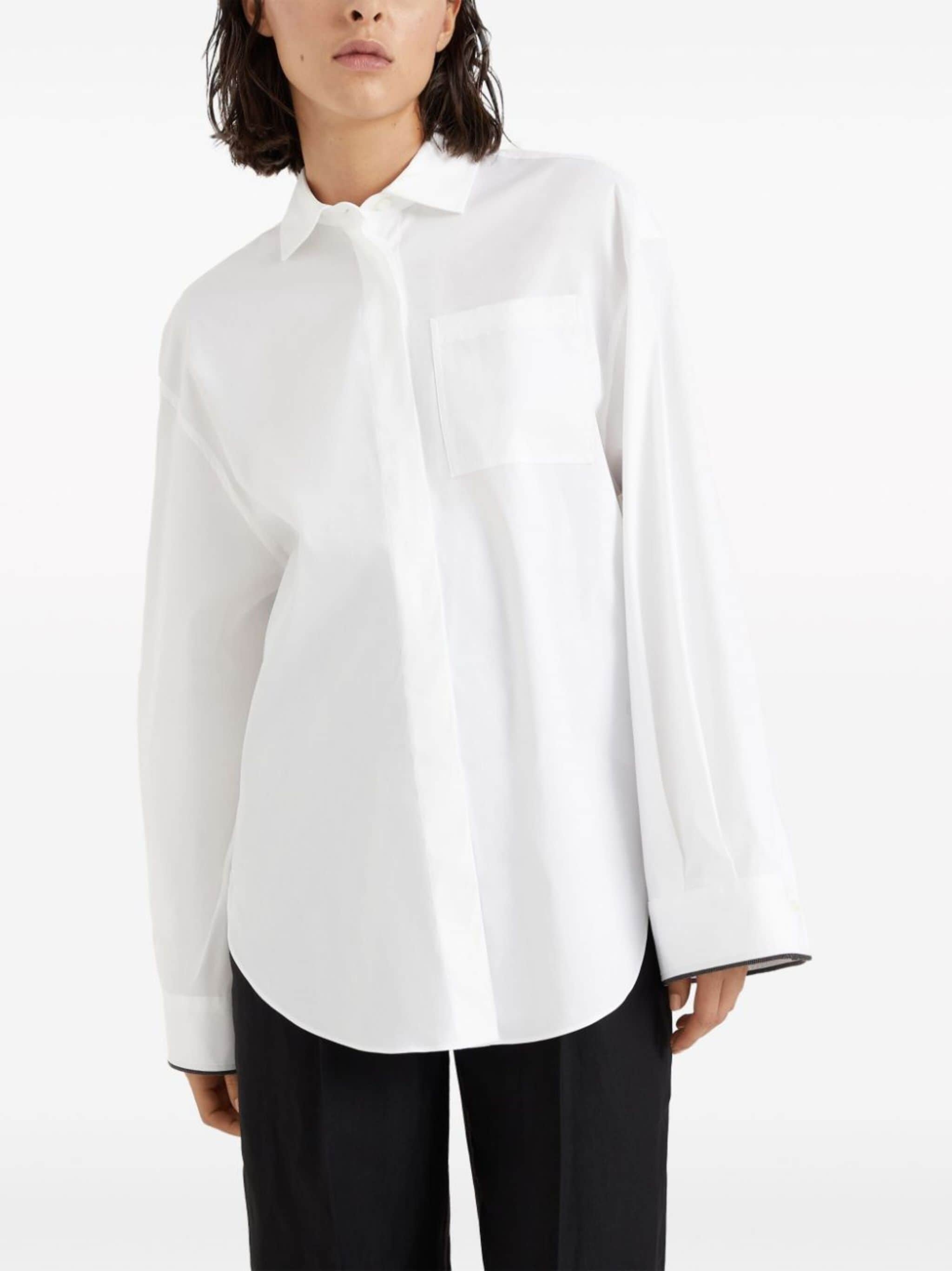 contrast-border poplin shirt - 3