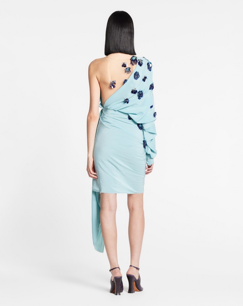 SHORT DRAPED DRESS WITH EMBROIDERY - 3