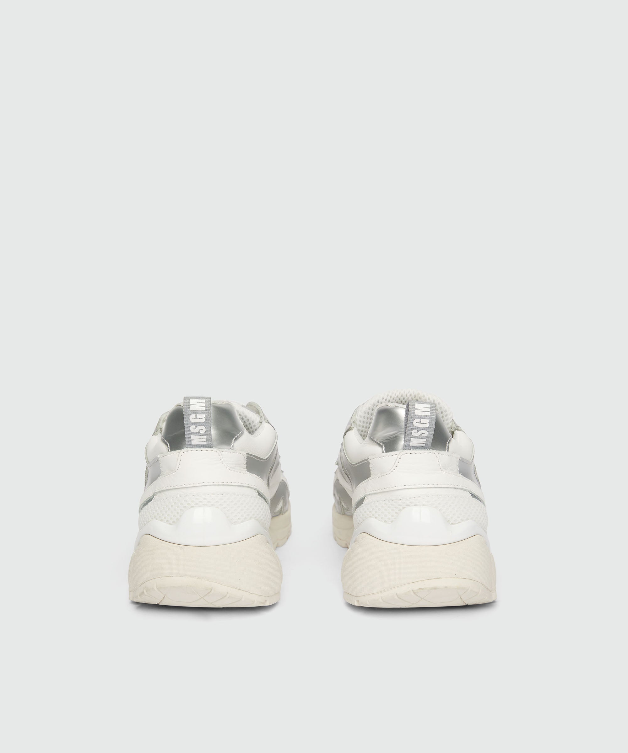 Silver and white leather Vulcano sneakers - 3