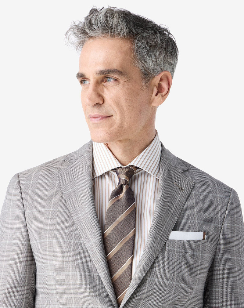 CORNELIANI Striped brown pure silk tie outlook