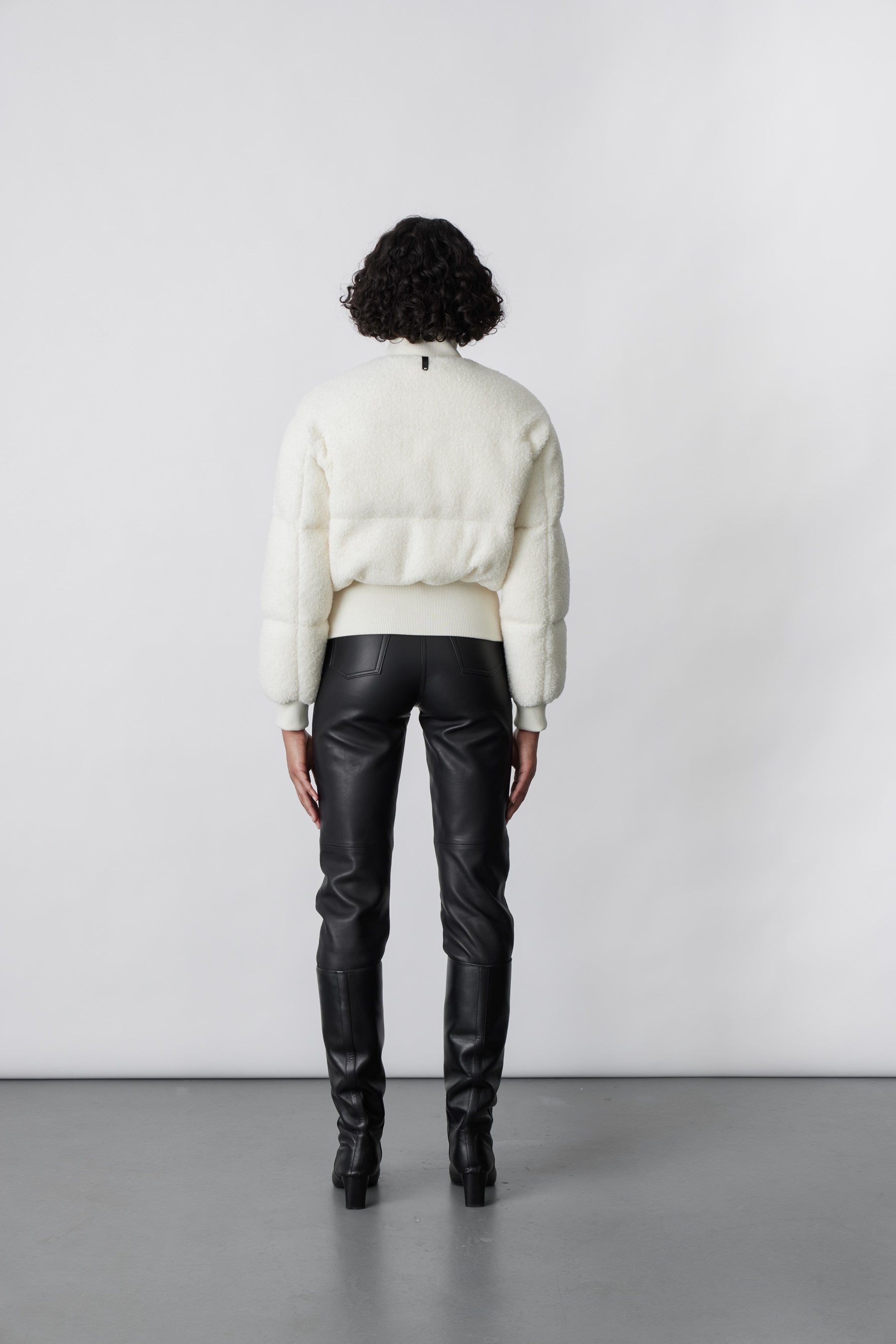 REAGAN teddy down crop jacket with rib waist - 3