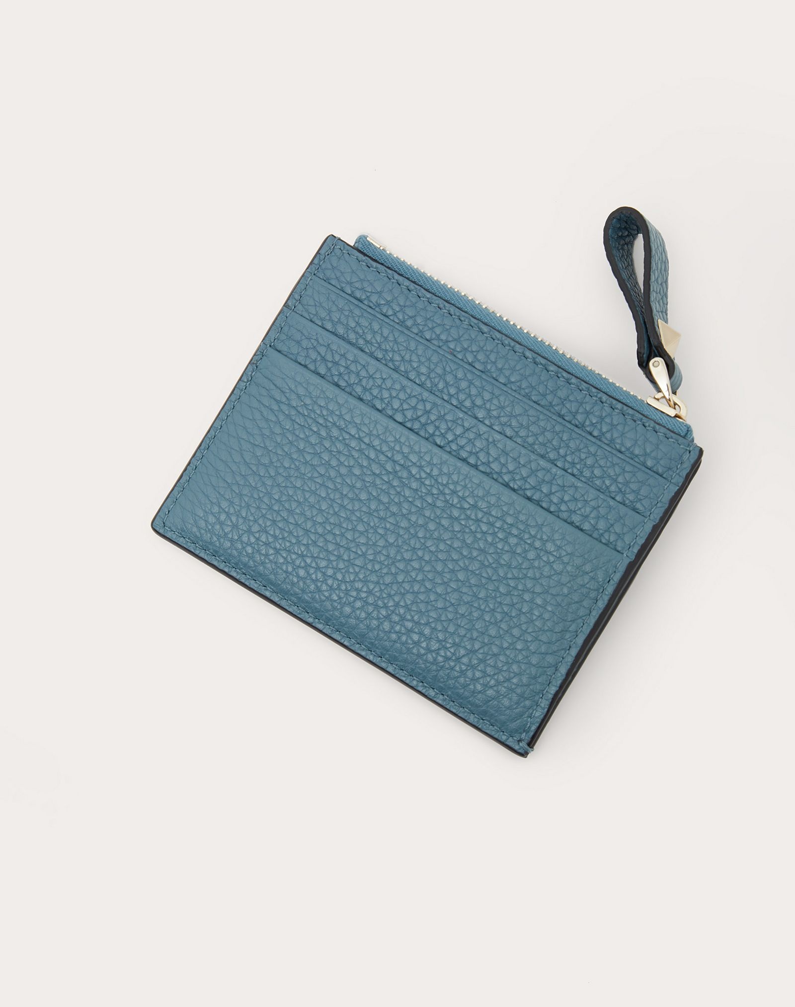 ROCKSTUD GRAINY CALFSKIN CARDHOLDER WITH ZIPPER - 3