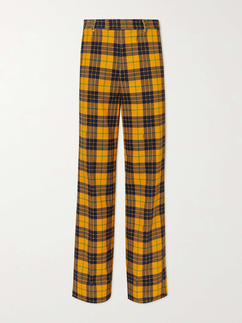 Straight-Leg Checked Cotton-Corduroy Trousers - 1