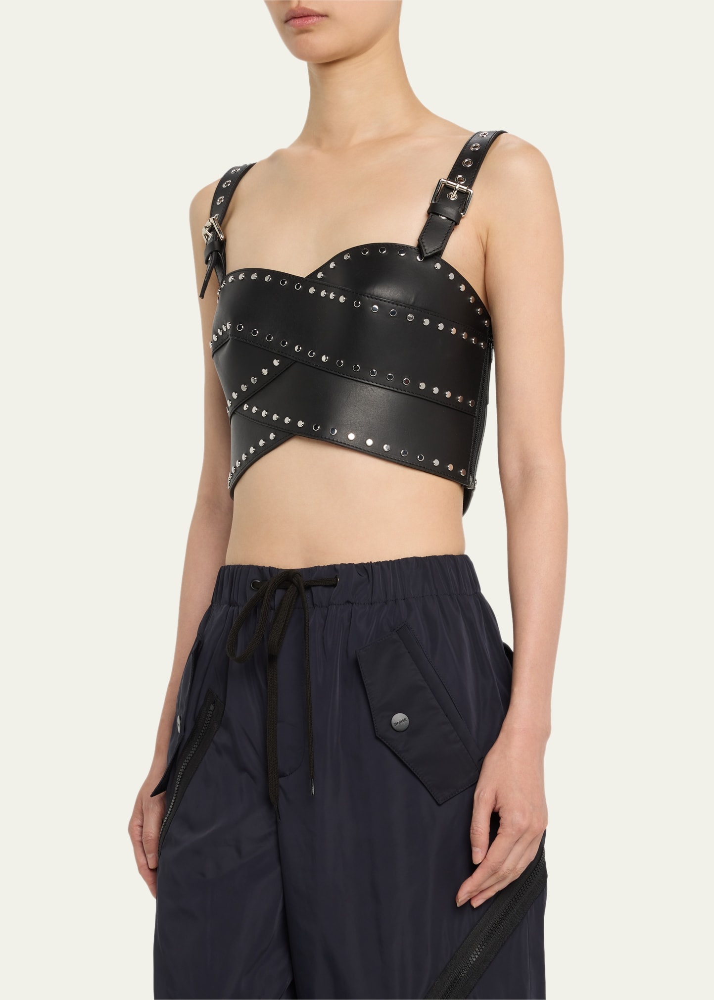 Leather Studded Bustier Top - 4