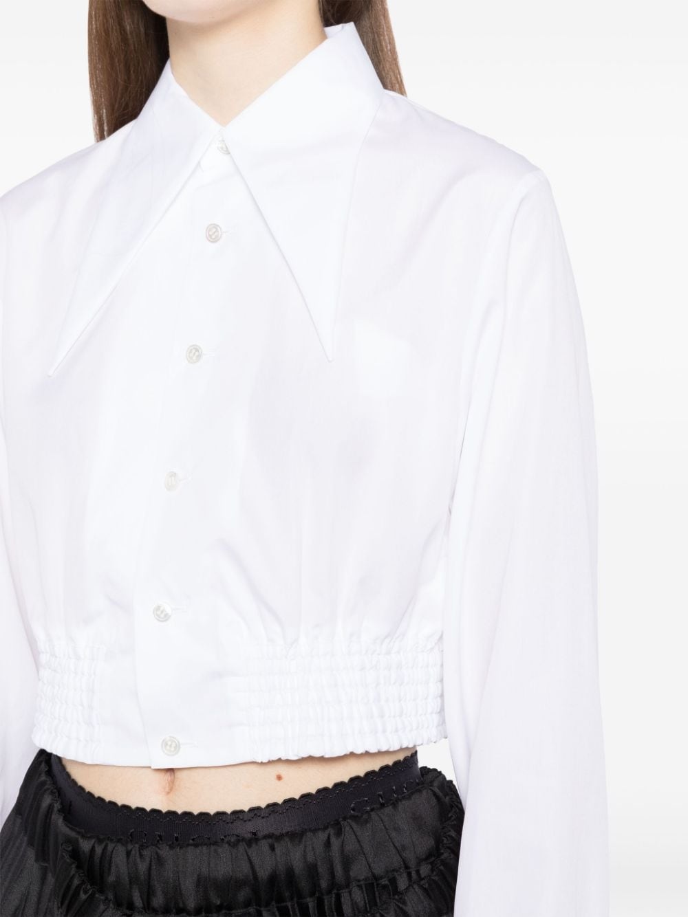 oversized-collar cropped shirt - 5