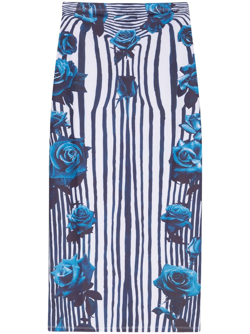 Jean Paul Gaultier floral-print pencil skirt outlook