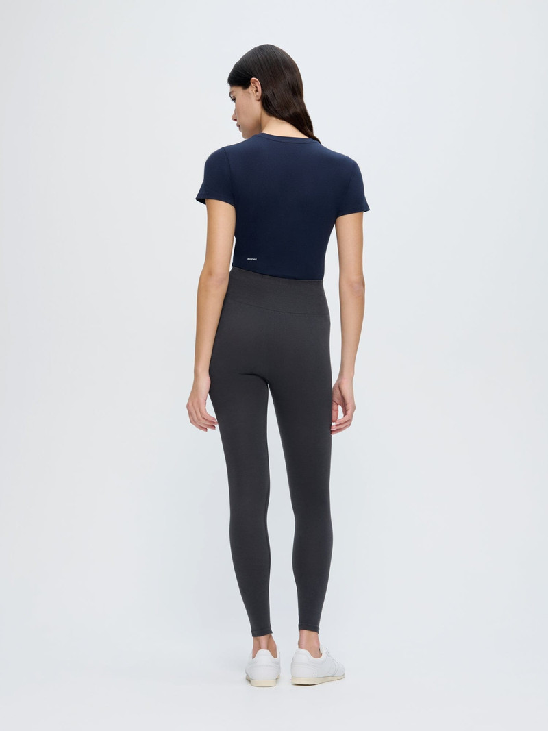 Womens Cotton-Stretch Leggings - Smoked Black 5