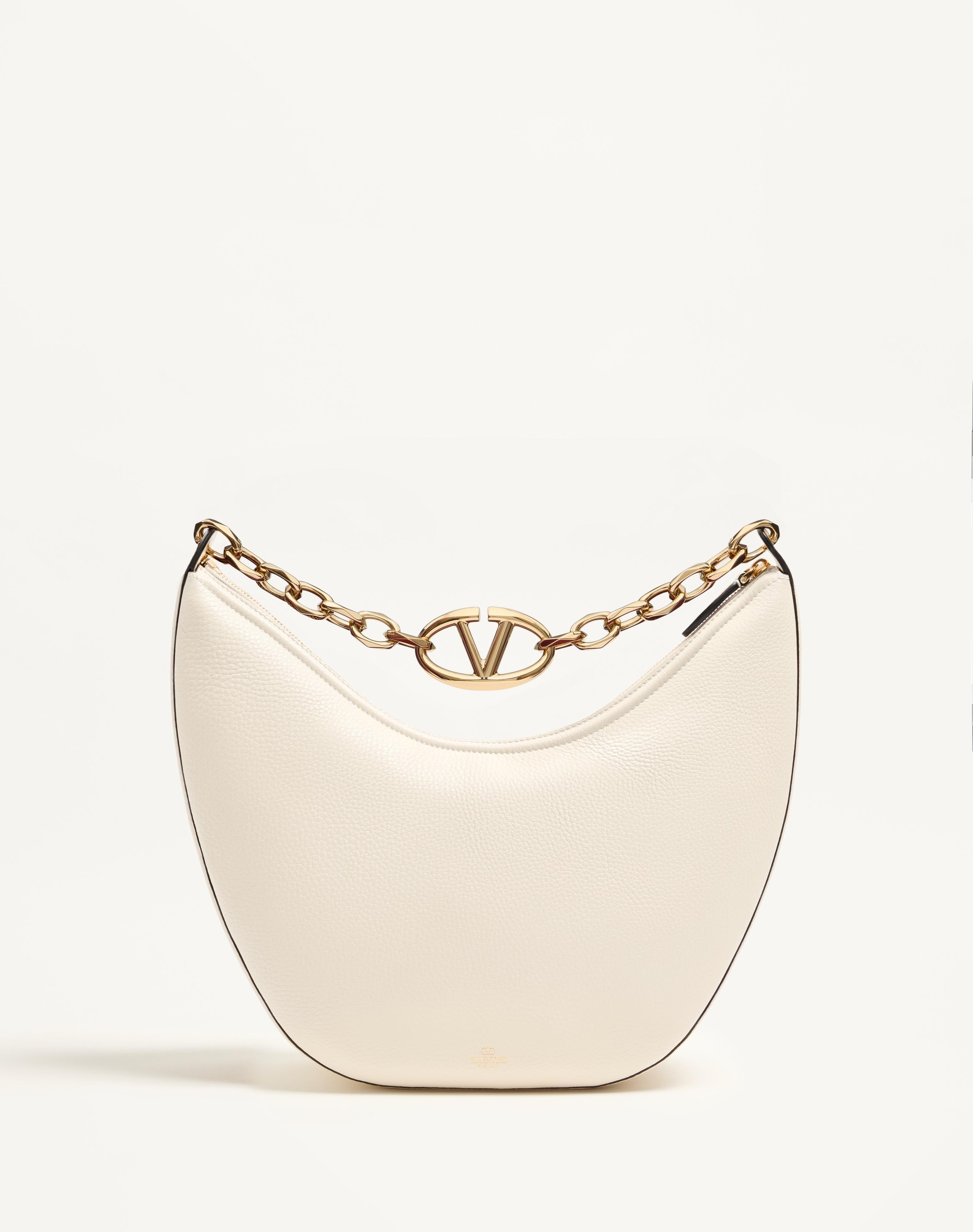 VLOGO MOON MEDIUM GRAINY CALFSKIN HOBO BAG WITH CHAIN - 3