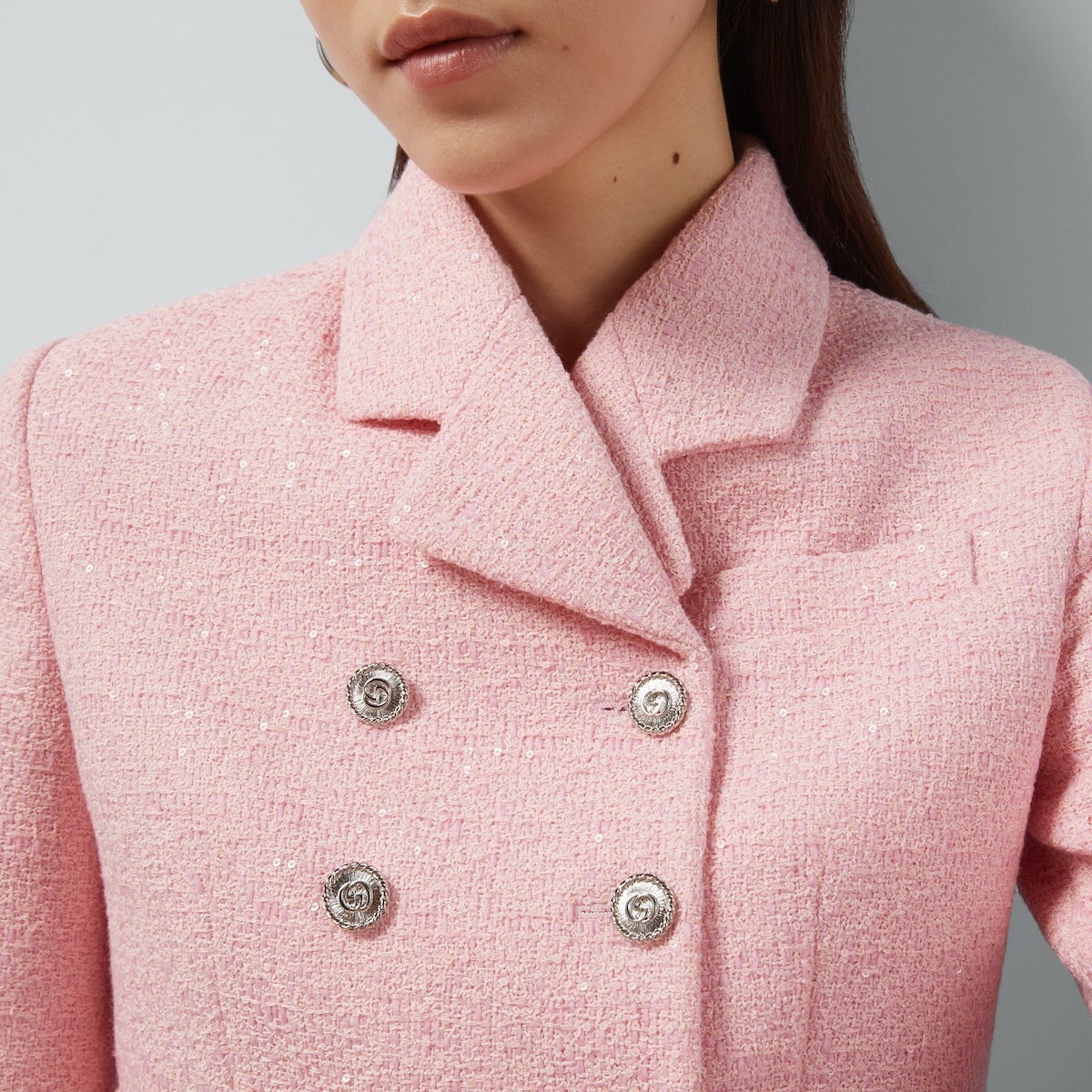 Cropped tweed jacket with sequins - 3
