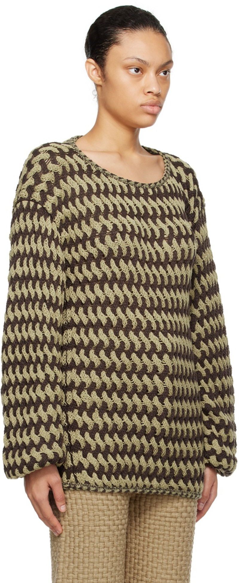 ISA BOULDER Brown & Beige Peanut Sweater outlook
