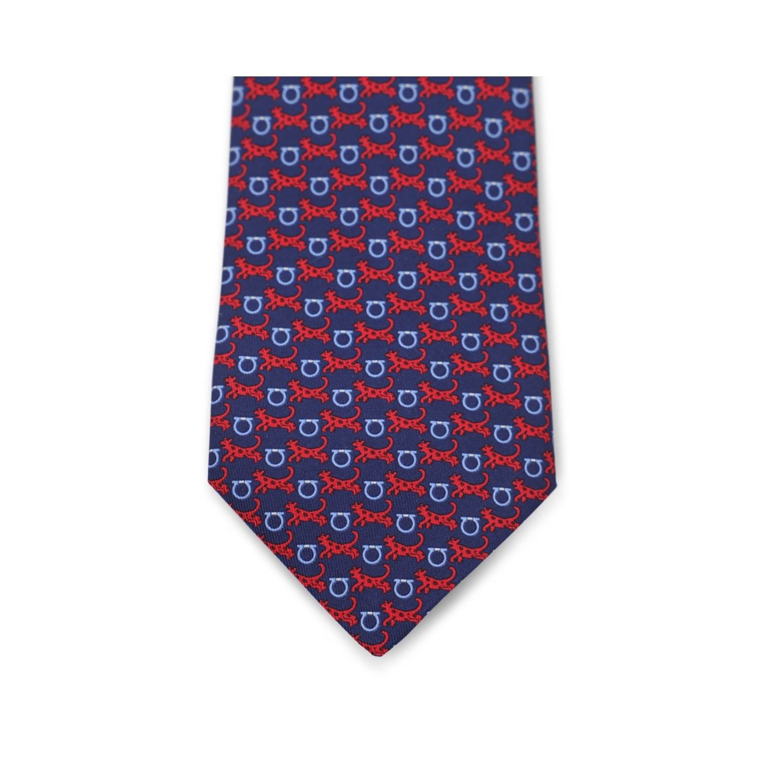 NAVY AND RED SILK TIE - 2