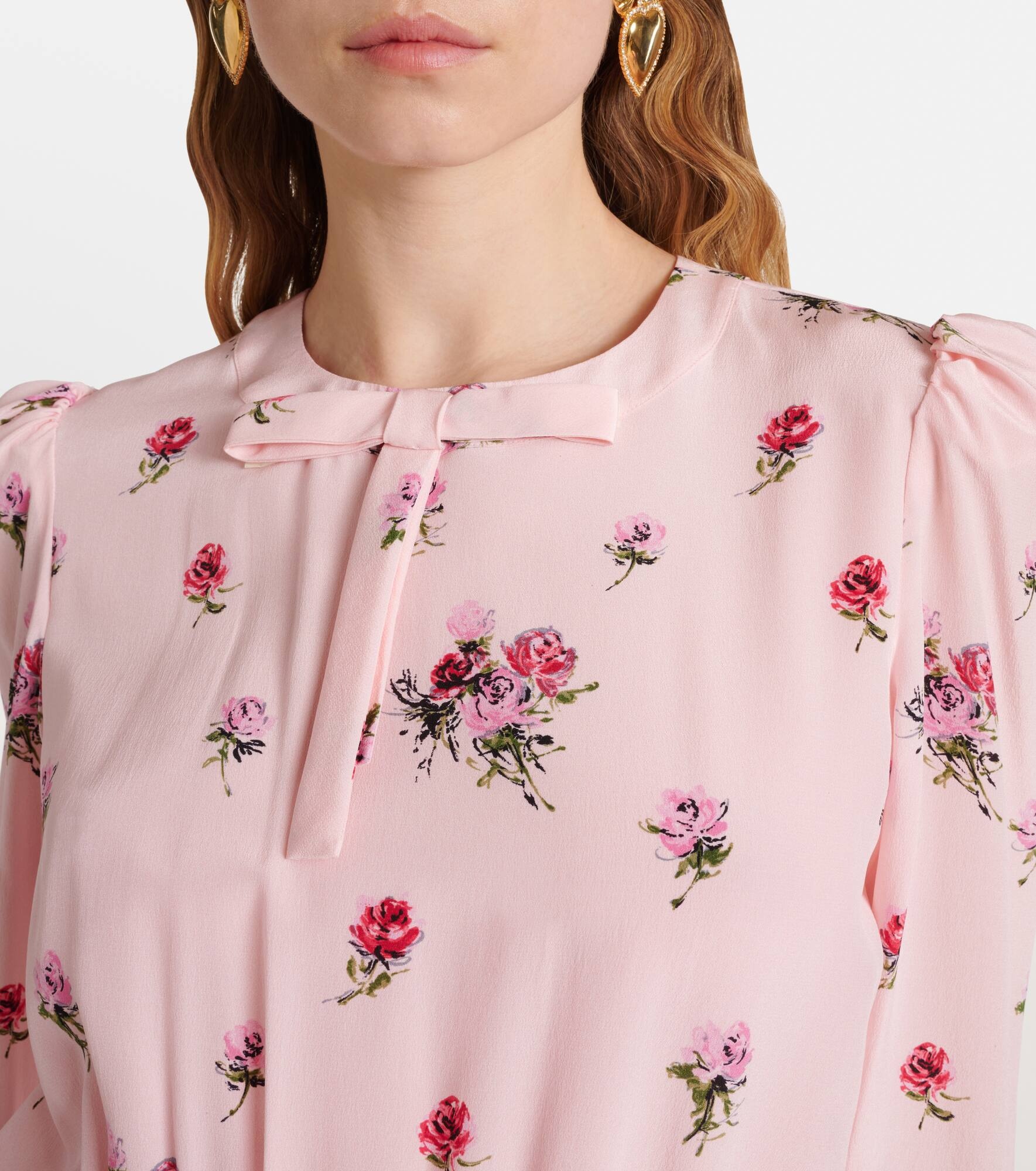 Floral pleated silk midi dress - 4