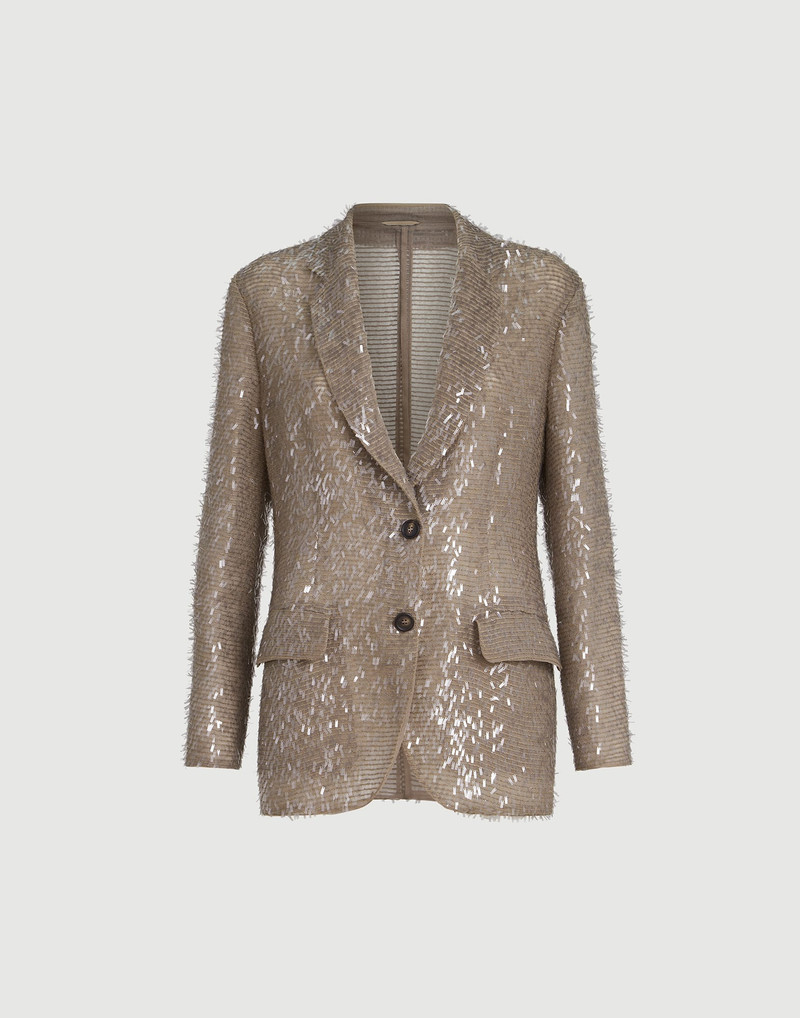 Dazzling cascade embroidery blazer in crispy silk 1